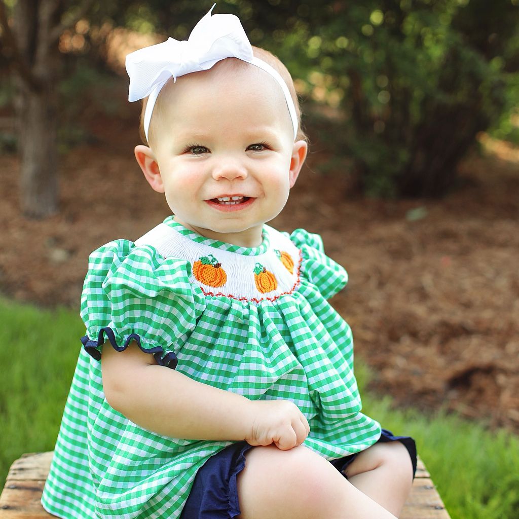 Baby Girls Smocked Pumpkin Bloomer Set