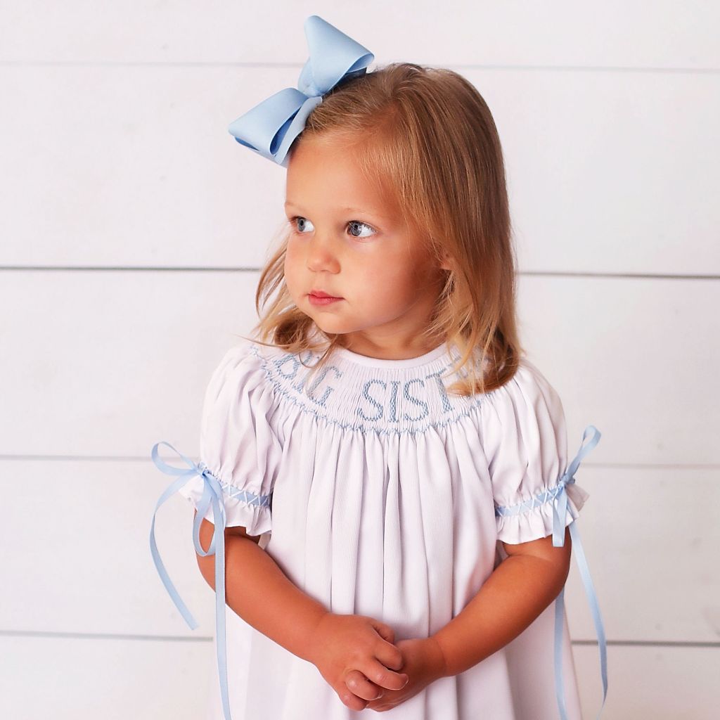 Blue Smocked Big Sister Dress